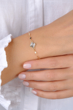 14 Ayar Altın İnce Zincirli Yonca Bileklik 822 - Görsel 2