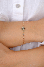 14 Ayar Altın İnce Zincirli Yonca Bileklik 822 - Görsel 3