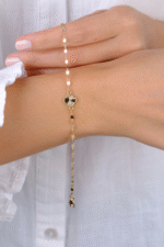 14 Ayar Altın İnce Zincirli Yonca Bileklik 822