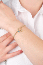 14 Ayar Altın Yıldızlı Nazar Boncuklu Zincir Bileklik 666 - Görsel 2