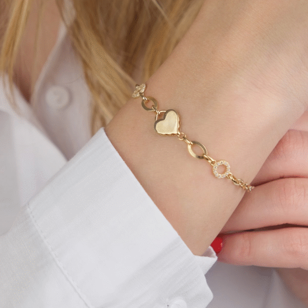 14 Ayar Altın Kalpli Bileklik