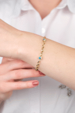 14 Ayar Altın Ataç Nazar Boncuklu Zincir Bileklik 475-1869 - Görsel 3