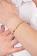 14 Ayar Altın Ataç Nazar Boncuklu Zincir Bileklik 475-1869 - Görsel 4