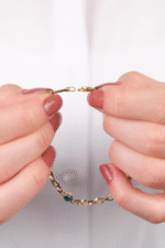 14 Ayar Altın Ataç Nazar Boncuklu Zincir Bileklik 475-1869 - Görsel 5