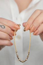 14 Ayar Altın Dorikalı Örgü Zincir Bileklik 957 - Görsel 4