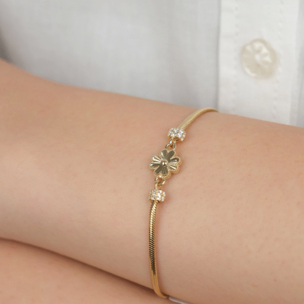 14 Ayar Altın Çiçekli  İtalyan Zincir Bileklik 958