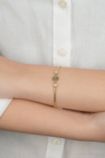 14 Ayar Altın Çiçekli  İtalyan Zincir Bileklik 958 - Görsel 2