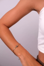 14 Ayar Altın Mavi Boncuklu Balık Sırtı Zincir Bileklik 69 - Görsel 2