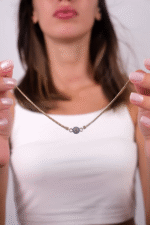 14 Ayar Altın Mavi Boncuklu Balık Sırtı Zincir Bileklik 69 - Görsel 3