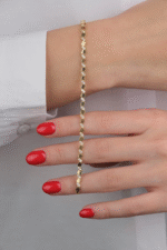 14 Ayar Altın Taşlı Kare Bileklik 634 - Görsel 3