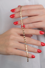 14 Ayar Altın Taşlı Kare Bileklik 634 - Görsel 4