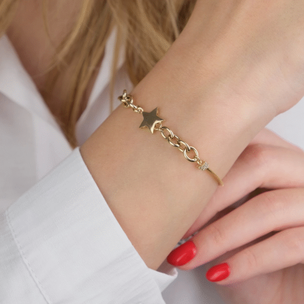 14 Ayar Altın Yıldız Bileklik 657