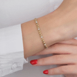 14 Ayar Altın Taşlı Top Sıralı Bileklik 635