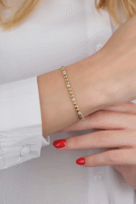 14 Ayar Altın Taşlı Top Sıralı Bileklik 635