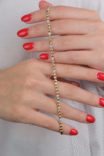 14 Ayar Altın Taşlı Top Sıralı Bileklik 635 - Görsel 4