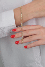 14 Ayar Altın Taşlı Top Sıralı Bileklik 635 - Görsel 3