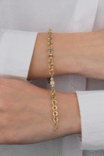 14 Ayar Altın Mavi Mineli Bileklik 661 - Görsel 2