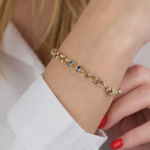 14 Ayar Altın Mavi Mineli Bileklik 661