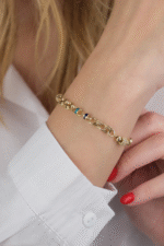 14 Ayar Altın Mavi Mineli Bileklik 661