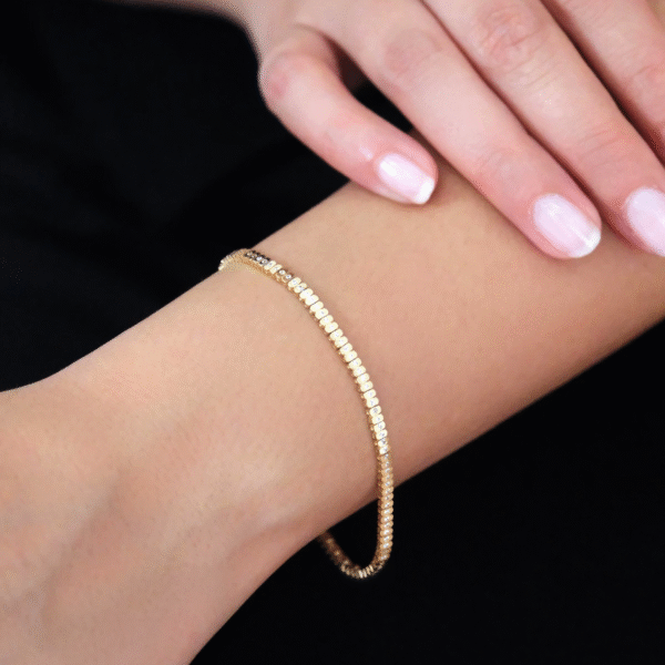 14 Ayar Altın İtalyan Zincir Sıra Taşlı Bileklik 716