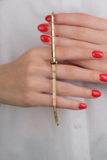 14 Ayar Altın Taşlı T Zincir Bileklik 632 - Görsel 3