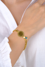 14 Ayar Altın Çeyrekli Nazar Boncuklu Zincir 818 - Görsel 3