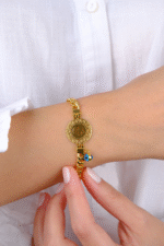 14 Ayar Altın Çeyrekli Nazar Boncuklu Zincir 818