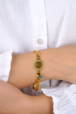 14 Ayar Altın Çeyrekli Nazar Boncuklu Zincir 818 - Görsel 4