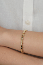 14 Ayar Altın Eklentili Kenarları Pembe Taşlı Bileklik 941 - Görsel 2