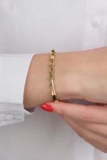 14 Ayar Altın Silindir Sıralı Bileklik 633 - Görsel 3