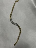 14 Ayar Altın İki Renk Taşlı Süzme Zincir Bileklik 506 - Görsel 3