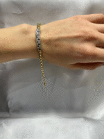 14 Ayar Altın İki Renk Taşlı Süzme Zincir Bileklik 506