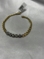 14 Ayar Altın İki Renk Taşlı Süzme Zincir Bileklik 506 - Görsel 2