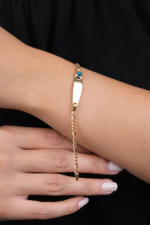 14 Ayar Altın Nazar Boncuklu Çocuk Künyesi 22