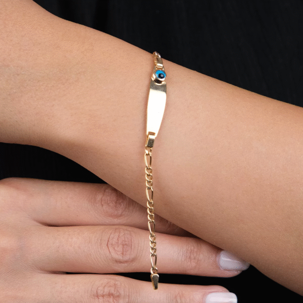 14 Ayar Altın Nazar Boncuklu Çocuk Künyesi 22