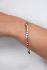 14 Ayar Altın Üç Nazar Boncuklu Çocuk Bileklik 6