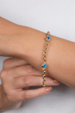 14 Ayar Altın Üç Nazar Boncuklu Çocuk Bileklik 5