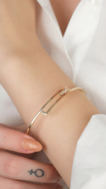 14 Ayar Altın Taş Detaylı Kaburga Kelepçe 142