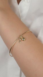 14 Ayar Altın Sade Kalpli Anahtar Figürlü Kelepçe - Görsel 2