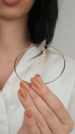 14 Ayar Altın Sade Kalpli Anahtar Figürlü Kelepçe - Görsel 4