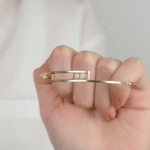 14 Ayar Altın Çiçekli Kaburga Kelepçe