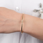 14 Ayar Altın Silindir Taşlı Kelepçe 150