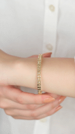 14 Ayar Altın İki Sıra Boncuklu Kelepçe 127 - Görsel 3