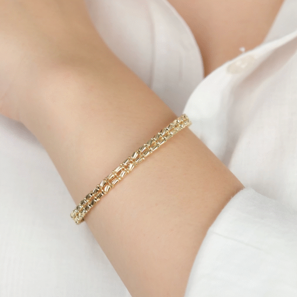 14 Ayar Altın İki Sıra Boncuklu Kelepçe 127