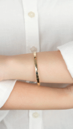 14 Ayar Altın Sade Çizgili Kelepçe 131 - Görsel 3