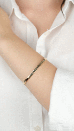 14 Ayar Altın Sade Çizgili Kelepçe 131 - Görsel 2