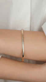 14 Ayar Altın Desenli Taşlı Bileklik - Görsel 2