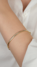 14 Ayar Altın Desenli Taşlı Bileklik - Görsel 3