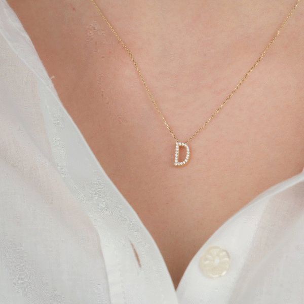 14 Ayar Altın Taşlı D Harfi 802