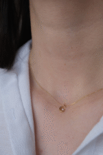 14 Ayar Altın Minimal Taşlı Ay Kolye 460 - Görsel 2